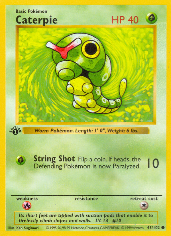 Caterpie (45/102) (Shadowless) [Base Set 1st Edition] | Tables and Towers