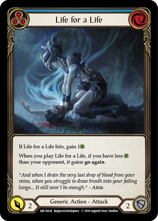 Life for a Life (Blue) [ARC166-R] (Arcane Rising)  1st Edition Rainbow Foil | Tables and Towers