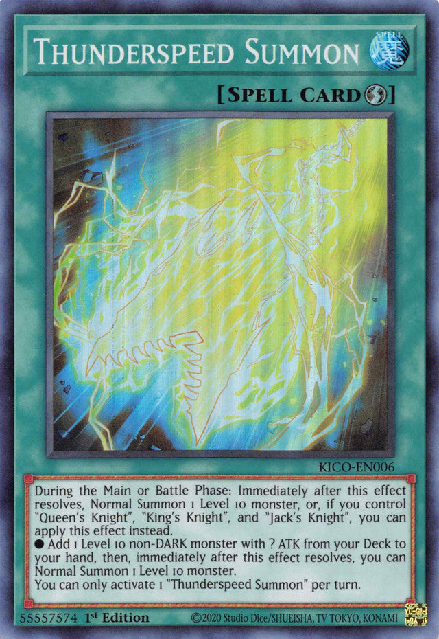 Thunderspeed Summon (Super Rare) [KICO-EN006] Super Rare | Tables and Towers