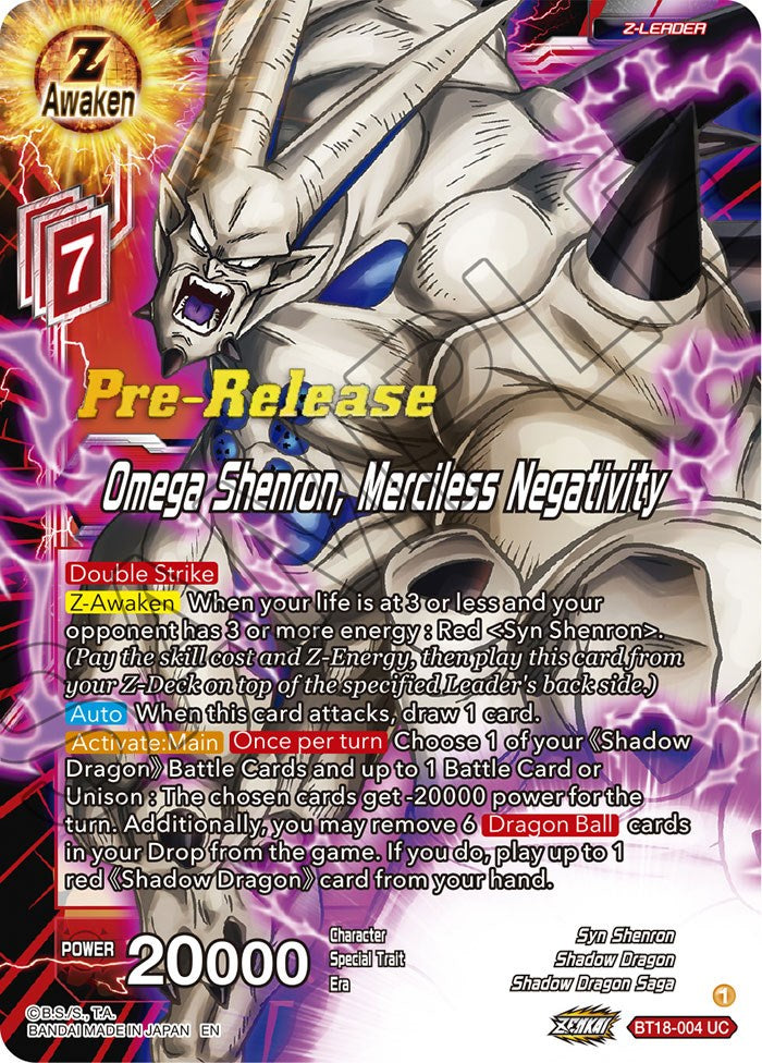 Omega Shenron, Merciless Negativity (BT18-004) [Dawn of the Z-Legends Prerelease Promos] | Tables and Towers