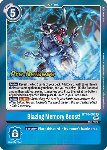 Blazing Memory Boost! [BT10-097] [Xros Encounter Pre-Release Cards] | Tables and Towers