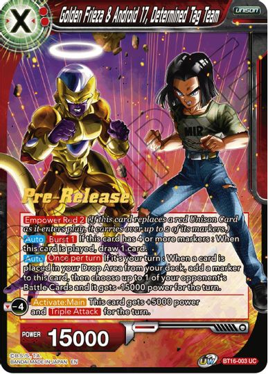 Golden Frieza & Android 17, Determined Tag Team (BT16-003) [Realm of the Gods Prerelease Promos] | Tables and Towers