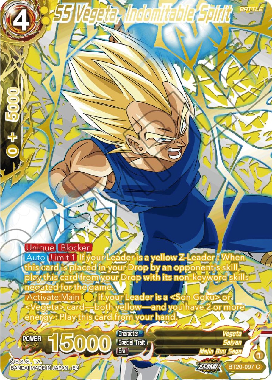 SS Vegeta, Indomitable Spirit (Gold-Stamped) (BT20-097) [Power Absorbed] | Tables and Towers