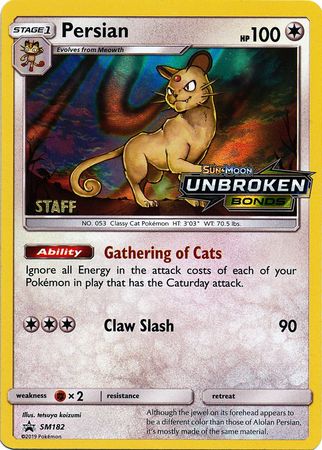 Persian (SM182) (Staff Prerelease Promo) [Sun & Moon: Black Star Promos] | Tables and Towers