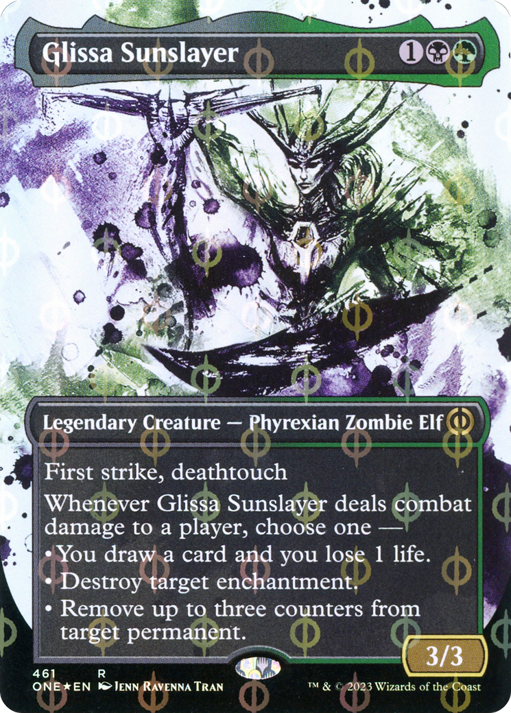 Glissa Sunslayer (Borderless Ichor Step-and-Compleat Foil) [Phyrexia: All Will Be One] | Tables and Towers