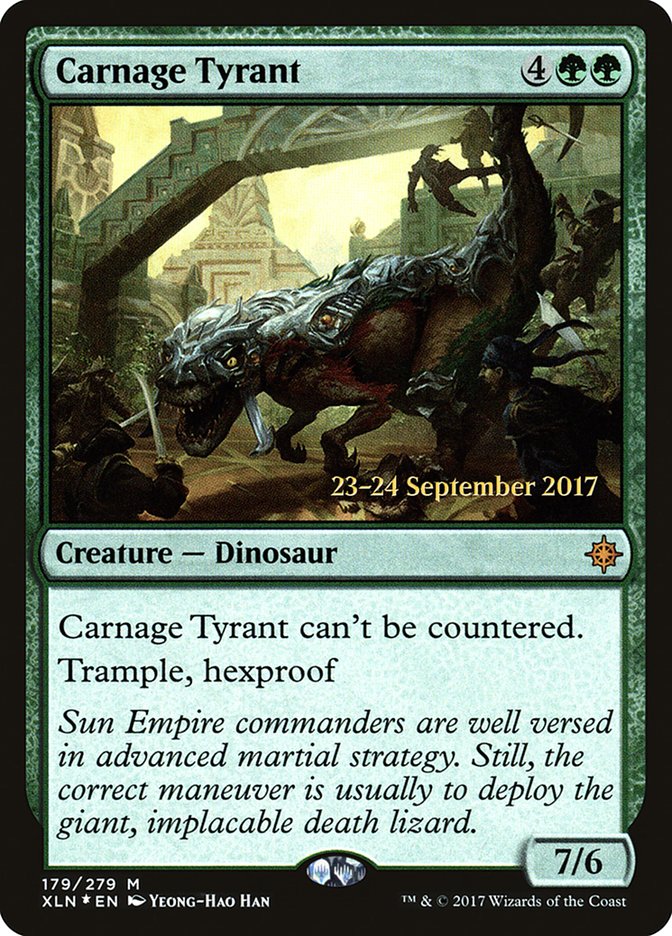 Carnage Tyrant [Ixalan Prerelease Promos] | Tables and Towers