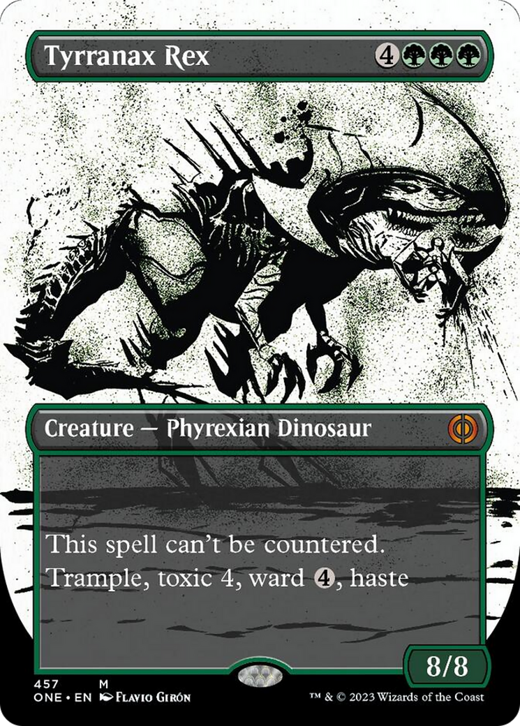 Tyrranax Rex (Borderless Ichor Step-and-Compleat Foil) [Phyrexia: All Will Be One] | Tables and Towers