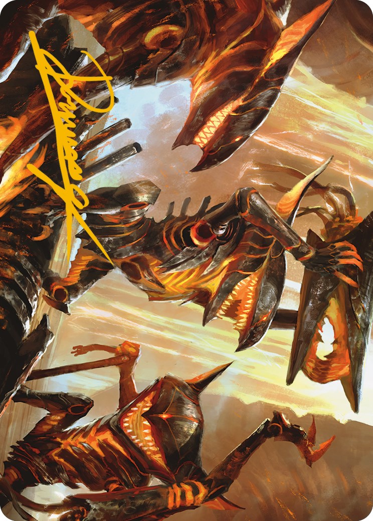 Gleeful Demolition Art Card (Gold-Stamped Signature) [Phyrexia: All Will Be One Art Series] | Tables and Towers