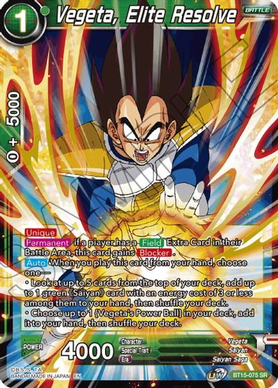 Vegeta, Elite Resolve (BT15-075) [Saiyan Showdown] | Tables and Towers