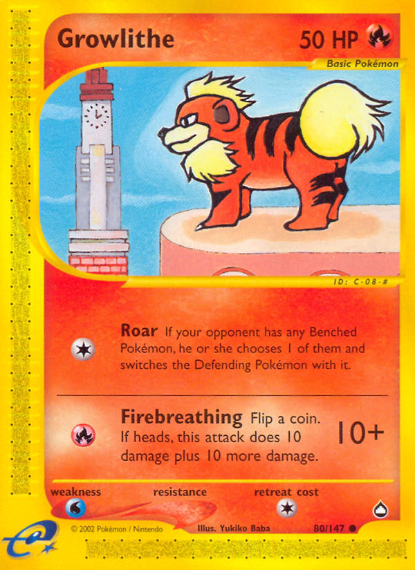 Growlithe (80/147) [Aquapolis] | Tables and Towers