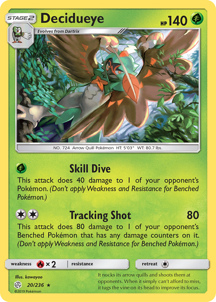 Decidueye (20/236) [Sun & Moon: Cosmic Eclipse] | Tables and Towers