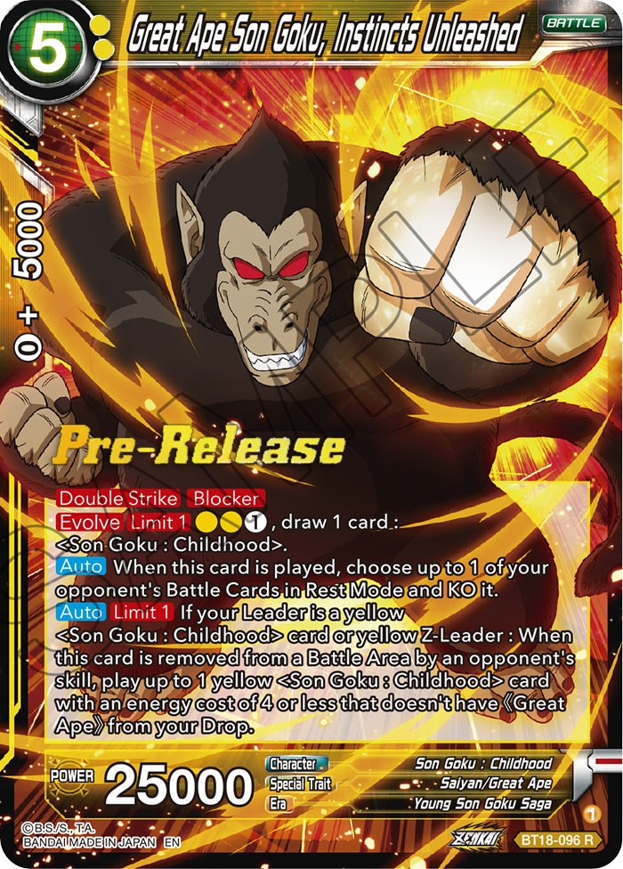 Great Ape Son Goku, Instincts Unleashed (BT18-096) [Dawn of the Z-Legends Prerelease Promos] | Tables and Towers