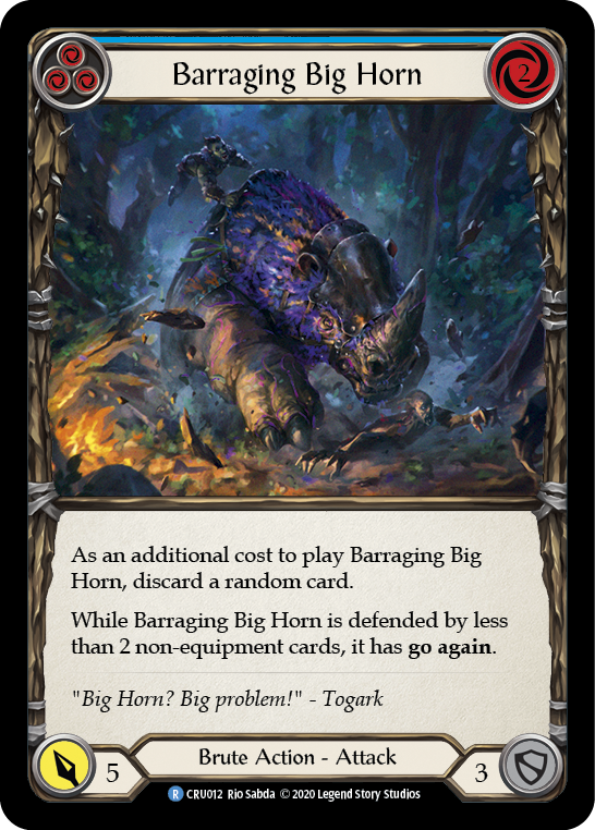 Barraging Big Horn (Blue) [CRU012] (Crucible of War)  1st Edition Rainbow Foil | Tables and Towers