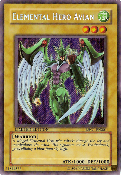 Elemental Hero Avian [EHC1-EN001] Secret Rare | Tables and Towers