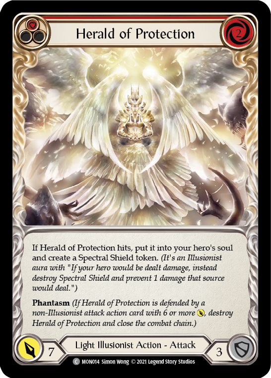 Herald of Protection (Red) [MON014-RF] (Monarch)  1st Edition Rainbow Foil | Tables and Towers