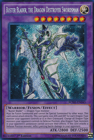 Buster Blader, the Dragon Destroyer Swordsman [BOSH-EN045] Secret Rare | Tables and Towers