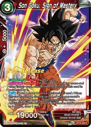 Son Goku, Sign of Mastery (BT16-006) [Realm of the Gods Prerelease Promos] | Tables and Towers