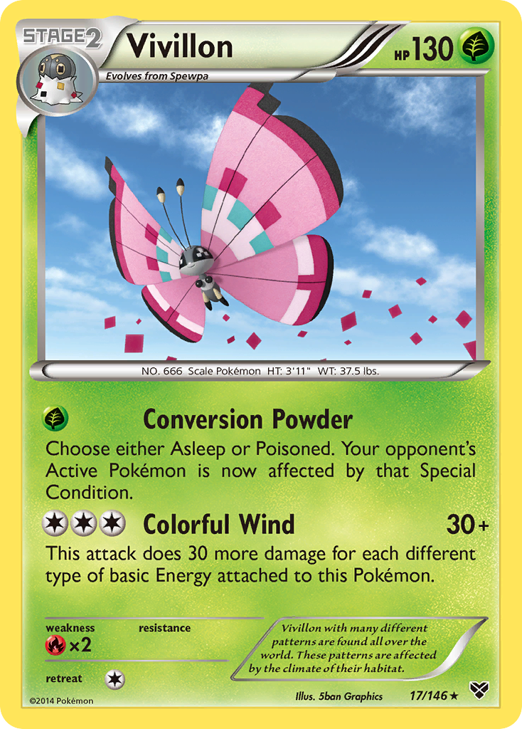 Vivillon (17/146) (Meadow Form/Pink Wings) [XY: Base Set] | Tables and Towers