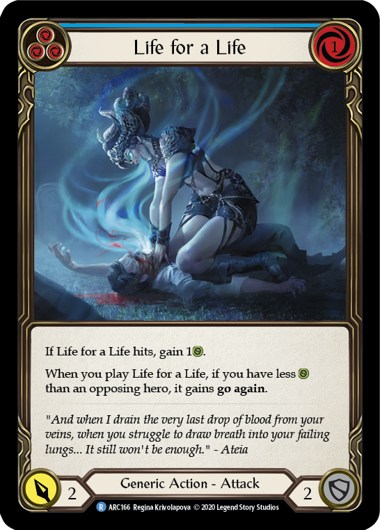 Life for a Life (Blue) [U-ARC166] (Arcane Rising Unlimited)  Unlimited Rainbow Foil | Tables and Towers