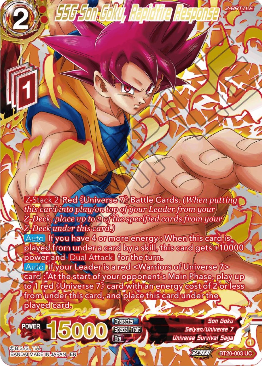 SSG Son Goku, Rapidfire Response (Gold-Stamped) (BT20-003) [Power Absorbed] | Tables and Towers