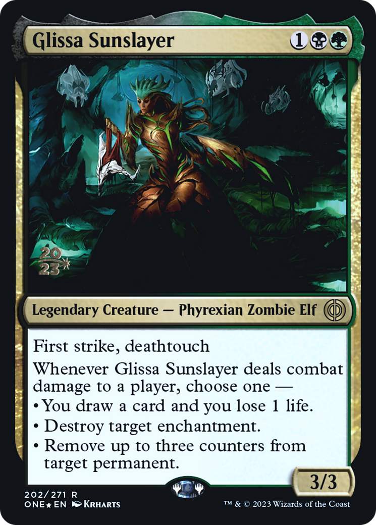 Glissa Sunslayer [Phyrexia: All Will Be One Prerelease Promos] | Tables and Towers