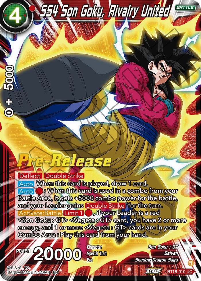 SS4 Son Goku, Rivalry United (BT18-010) [Dawn of the Z-Legends Prerelease Promos] | Tables and Towers