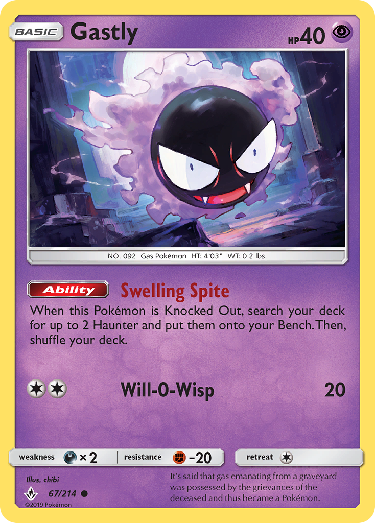 Gastly (67/214) [Sun & Moon: Unbroken Bonds] | Tables and Towers