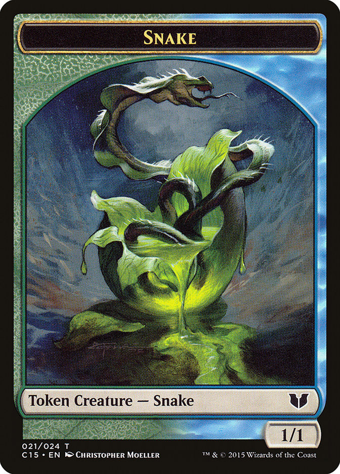 Snake (021) // Saproling Double-Sided Token [Commander 2015 Tokens] | Tables and Towers