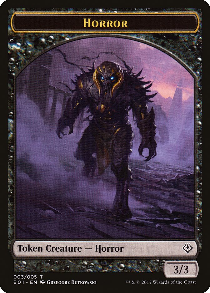 Horror // Zombie Double-Sided Token [Archenemy: Nicol Bolas Tokens] | Tables and Towers