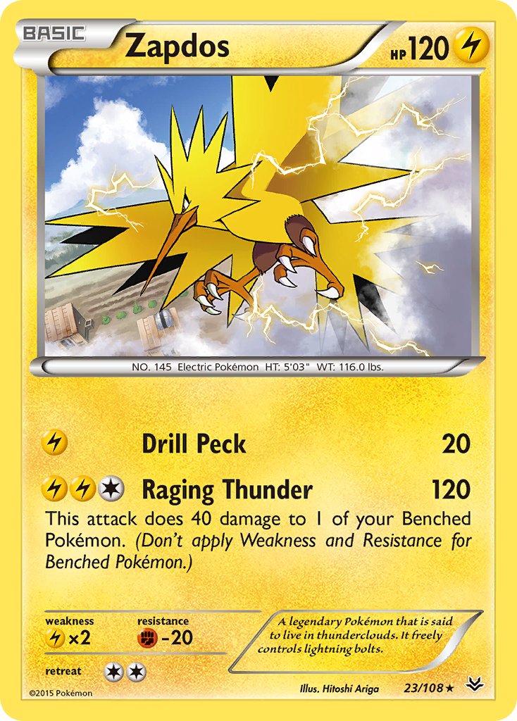 Zapdos(23/108) (Theme Deck Exclusive) [XY: Roaring Skies] | Tables and Towers