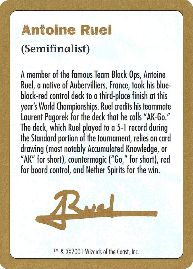 Antoine Ruel Bio [World Championship Decks 2001] | Tables and Towers