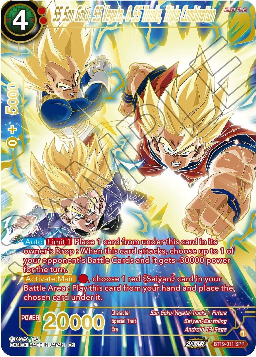 SS Son Goku, SS Vegeta, & SS Trunks, Triple Combination (SPR) (BT19-011) [Fighter's Ambition] | Tables and Towers