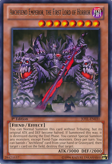 Archfiend Emperor, the First Lord of Horror [JOTL-EN031] Rare | Tables and Towers