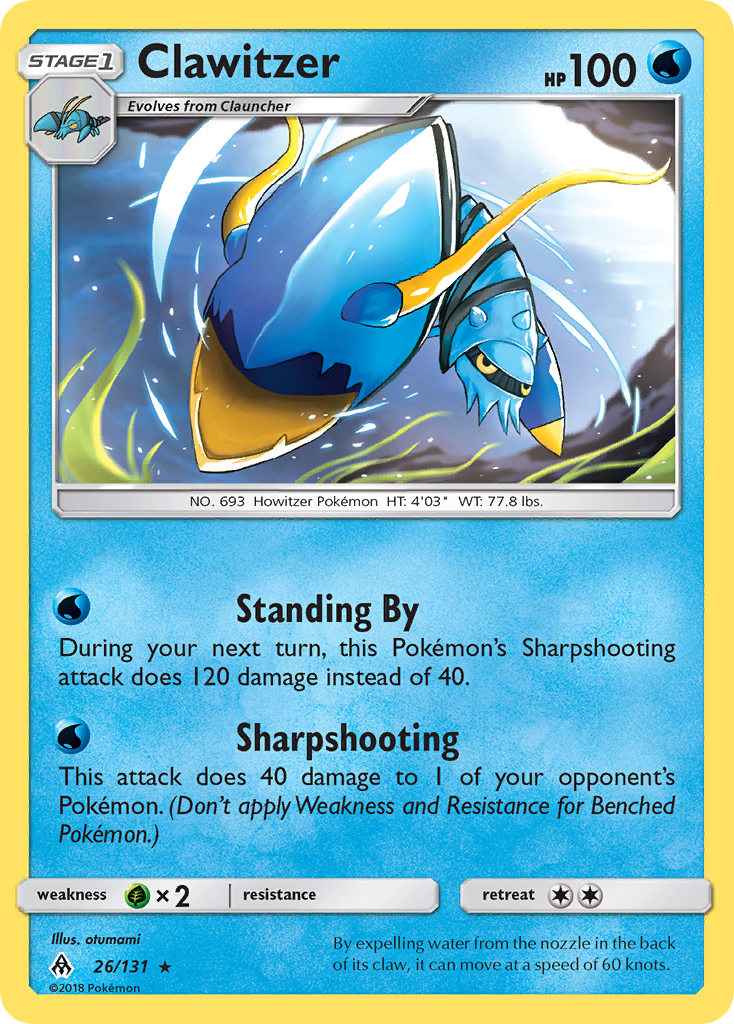 Clawitzer (26/131) [Sun & Moon: Forbidden Light] | Tables and Towers