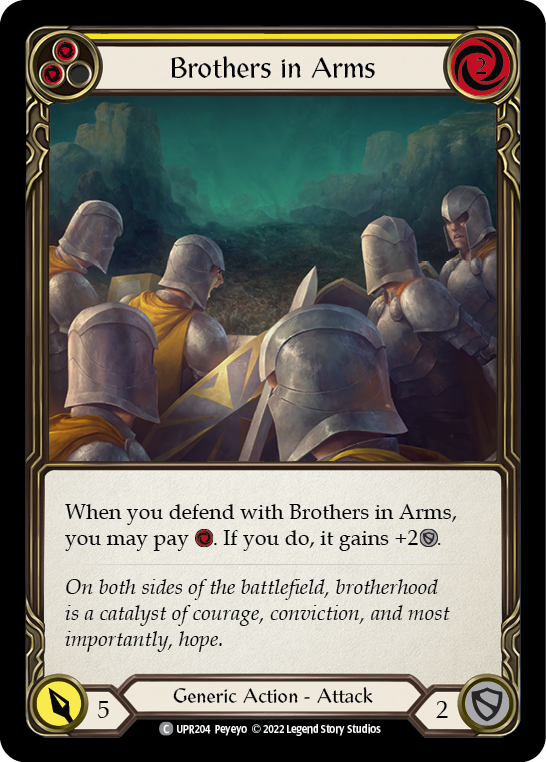 Brothers in Arms (Yellow) [UPR204] (Uprising)  Rainbow Foil | Tables and Towers