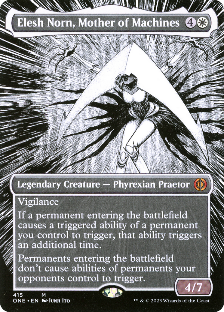 Elesh Norn, Mother of Machines (Borderless Manga) [Phyrexia: All Will Be One] | Tables and Towers