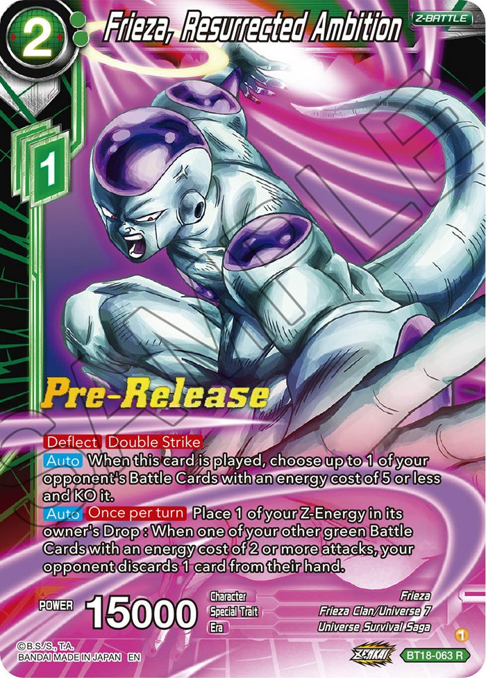 Frieza, Resurrected Ambition (BT18-063) [Dawn of the Z-Legends Prerelease Promos] | Tables and Towers