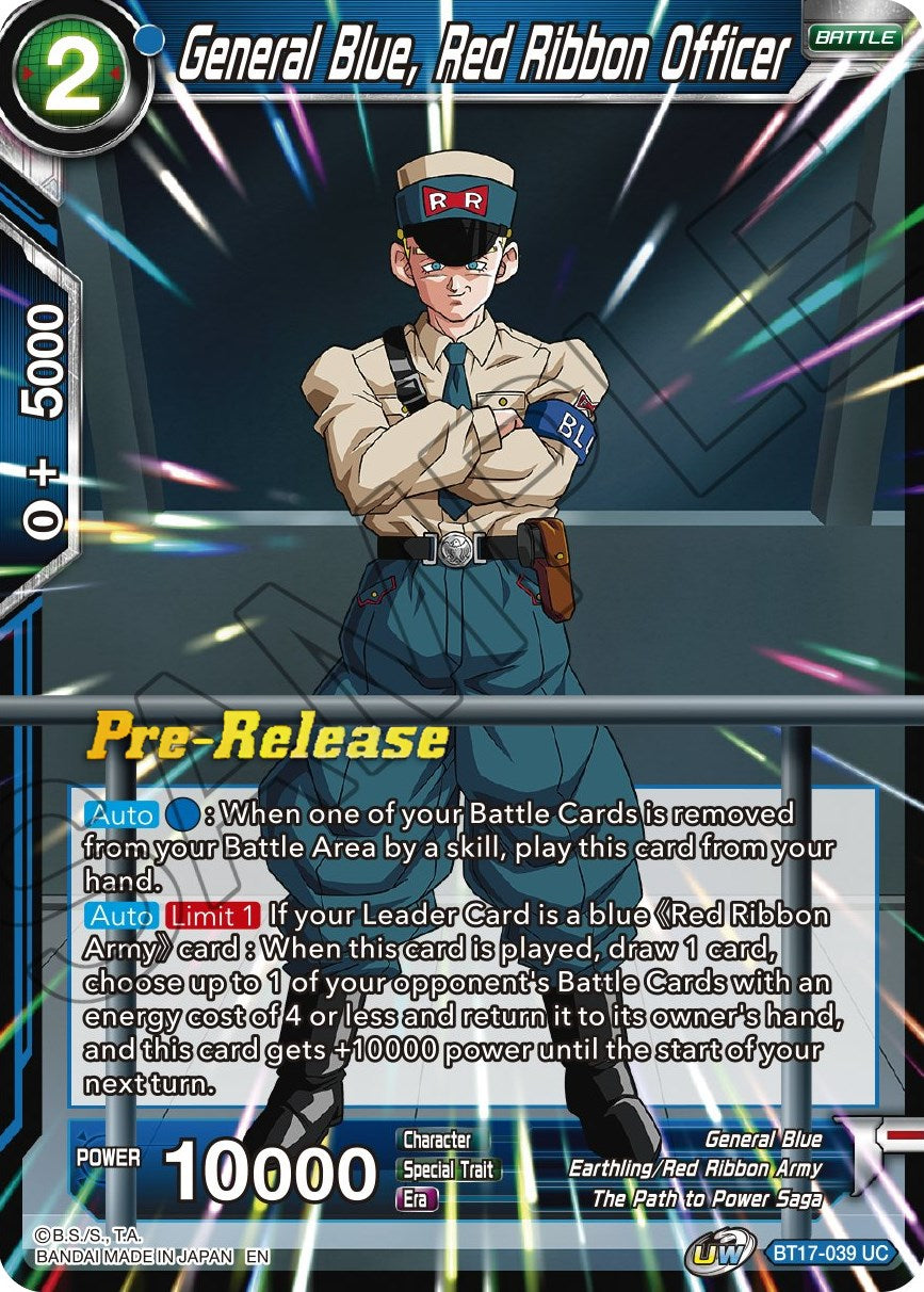 General Blue, Red Ribbon Officer (BT17-039) [Ultimate Squad Prerelease Promos] | Tables and Towers