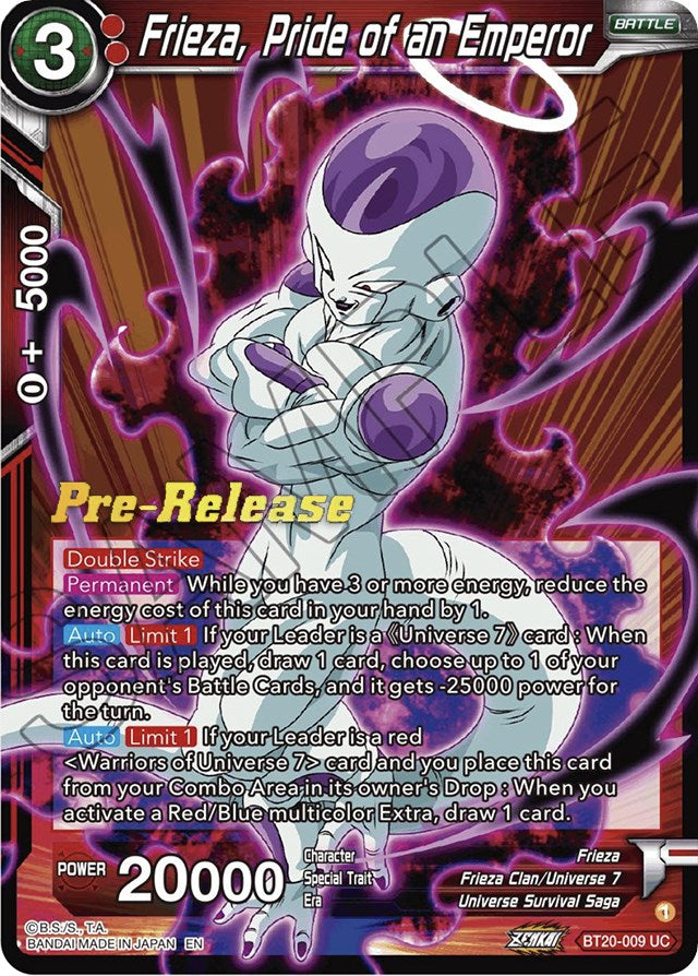 Frieza, Pride of an Emperor (BT20-009) [Power Absorbed Prerelease Promos] | Tables and Towers