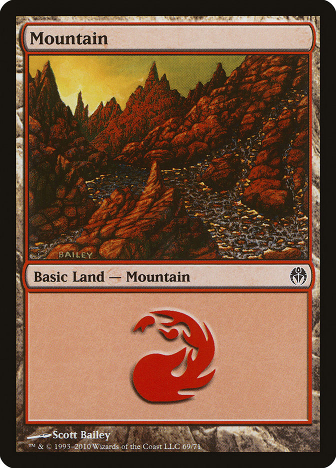 Mountain (69) [Duel Decks: Phyrexia vs. the Coalition] | Tables and Towers