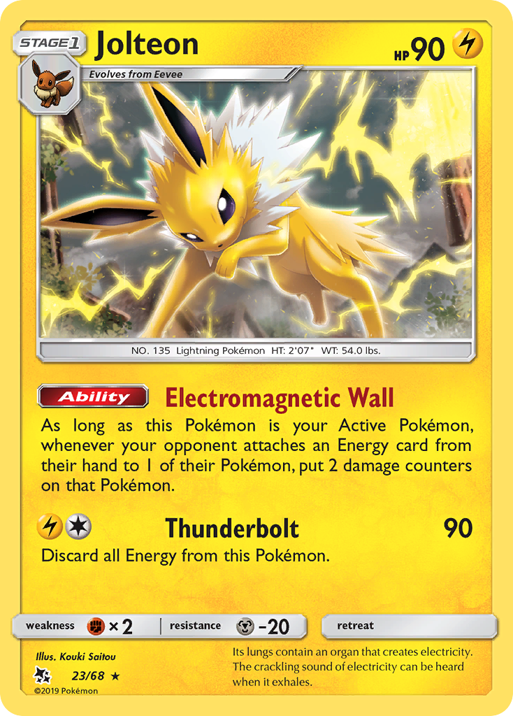 Jolteon (23/68) [Sun & Moon: Hidden Fates] | Tables and Towers