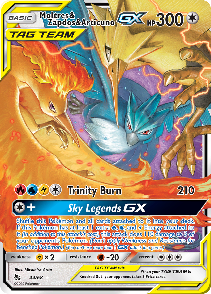 Moltres & Zapdos & Articuno GX (44/68) [Sun & Moon: Hidden Fates] | Tables and Towers