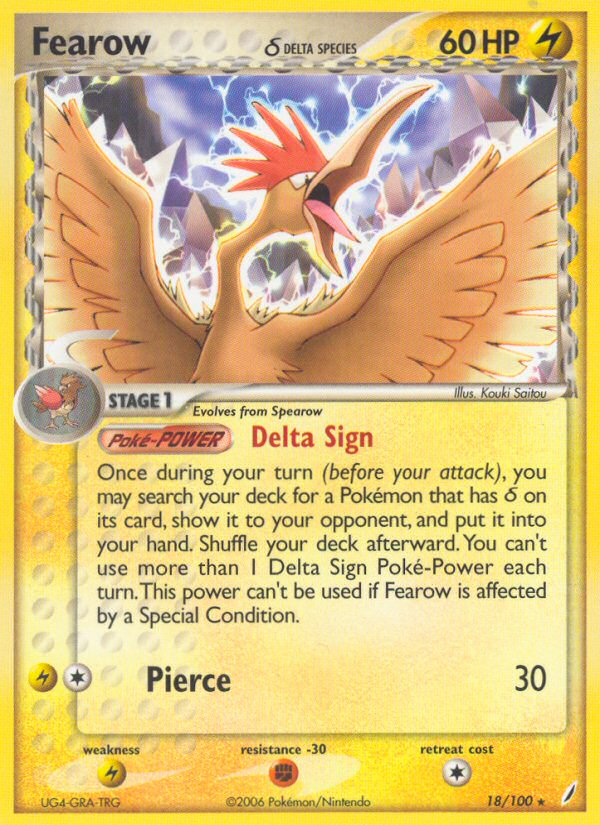 Fearow (18/100) (Delta Species) [EX: Crystal Guardians] | Tables and Towers