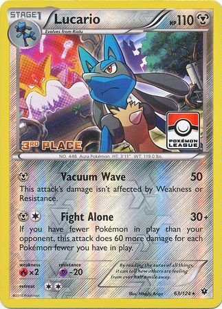 Lucario (63/124) (League Promo 3rd Place) [XY: Fates Collide] | Tables and Towers