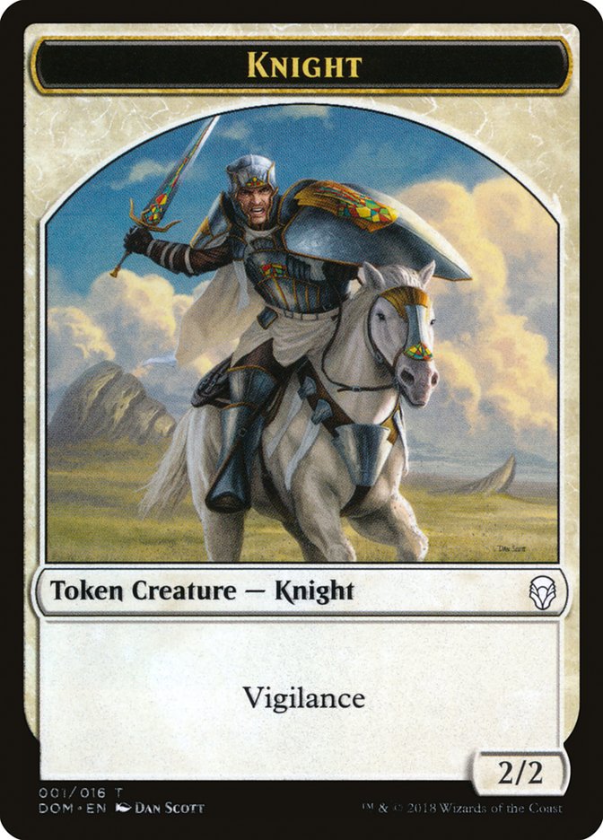 Knight Token (001/016) [Dominaria Tokens] | Tables and Towers