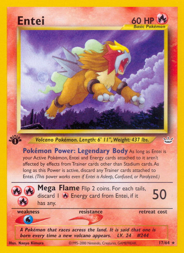 Entei (17/64) [Neo Revelation 1st Edition] | Tables and Towers