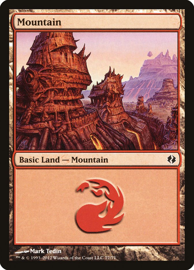 Mountain (77) [Duel Decks: Venser vs. Koth] | Tables and Towers