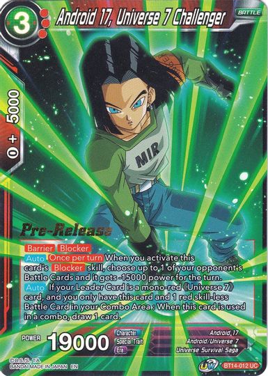 Android 17, Universe 7 Challenger (BT14-012) [Cross Spirits Prerelease Promos] | Tables and Towers