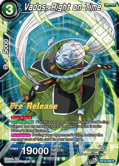 Vados, Right on Time (BT15-036) [Saiyan Showdown Prerelease Promos] | Tables and Towers