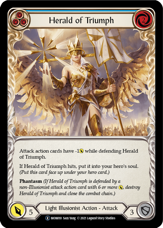 Herald of Triumph (Blue) [U-MON010-RF] (Monarch Unlimited)  Unlimited Rainbow Foil | Tables and Towers